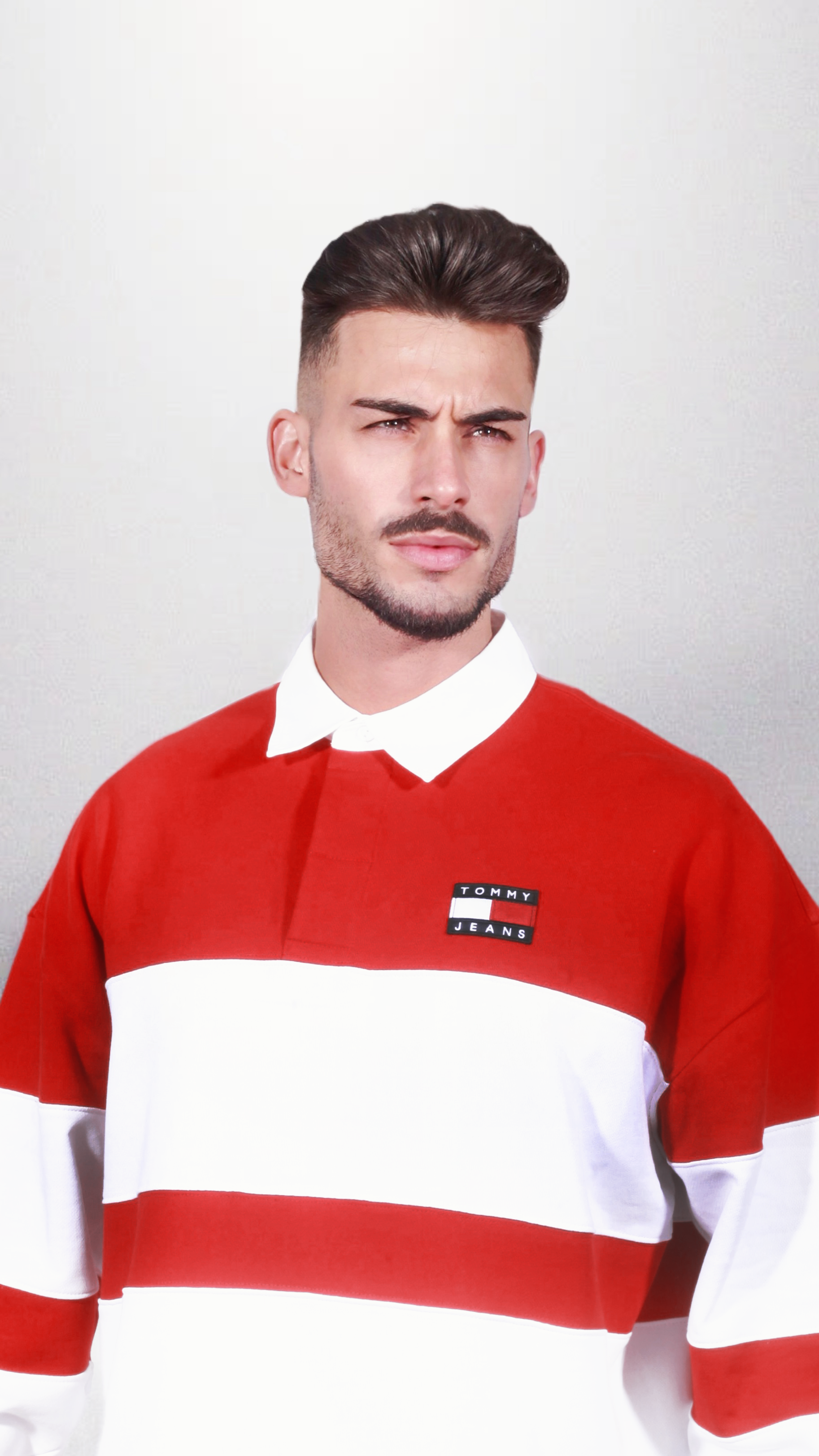 Sweat gola Tommy Hilfiger Manga Comprida Listrada | Vermelho-Branco