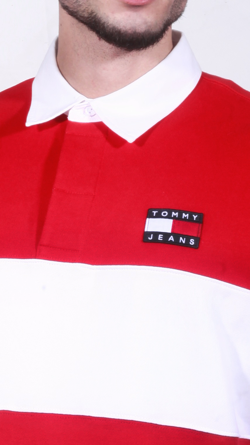 Sweat gola Tommy Hilfiger Manga Comprida Listrada | Vermelho-Branco