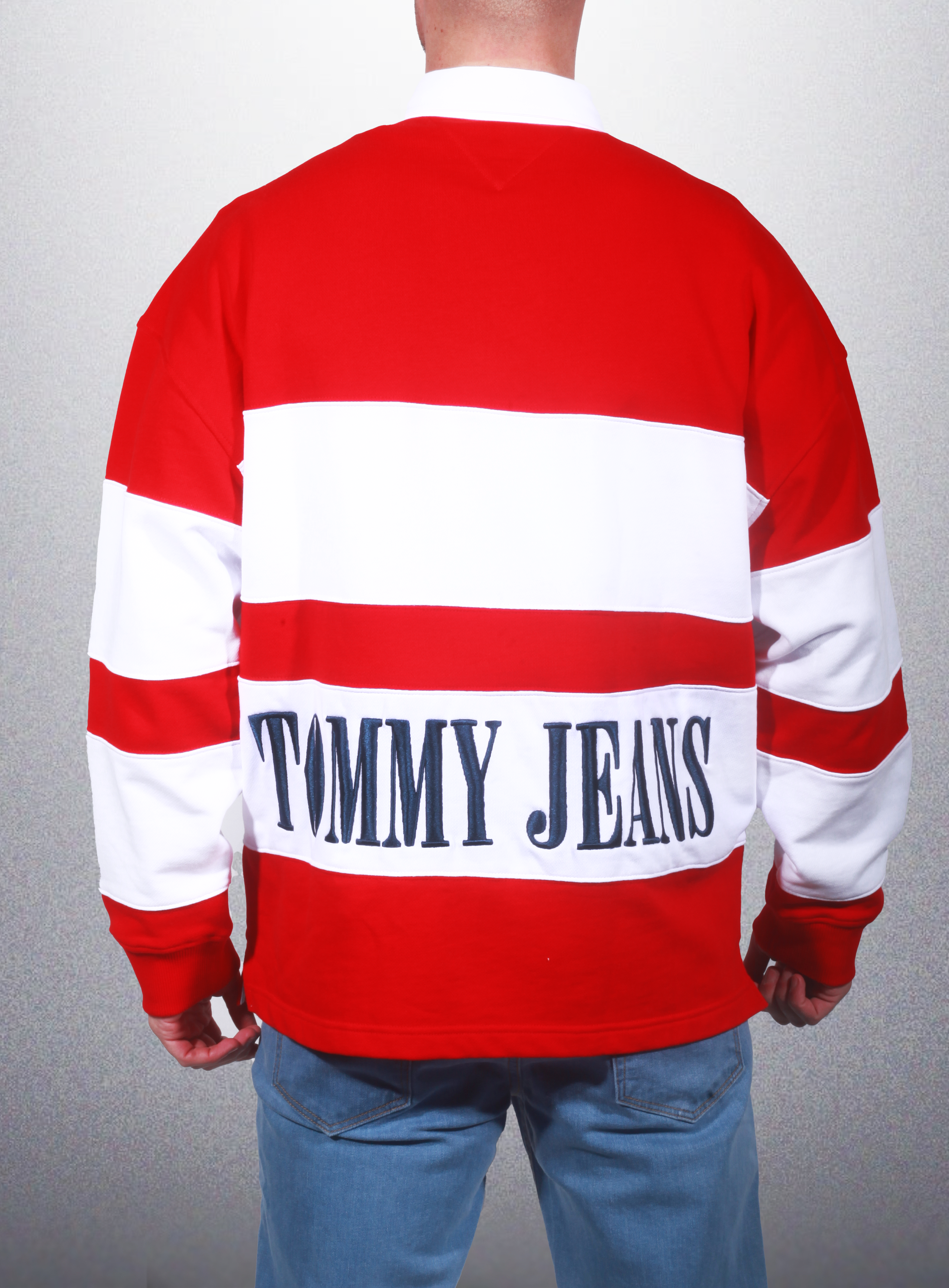 Sweat gola Tommy Hilfiger Manga Comprida Listrada | Vermelho-Branco