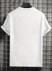 Camiseta Casual com Estampa de Letras para Homens, Gola Redonda, Para o Dia-a-Dia de Verão