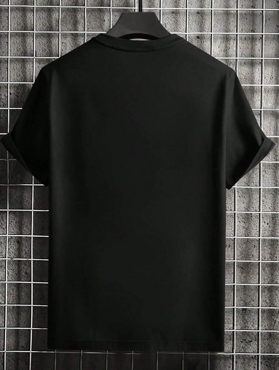 Camiseta Casual com Estampa de Letras para Homens, Gola Redonda, Para o Dia-a-Dia de Verão
