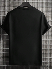 Camiseta Casual com Estampa de Letras para Homens, Gola Redonda, Para o Dia-a-Dia de Verão
