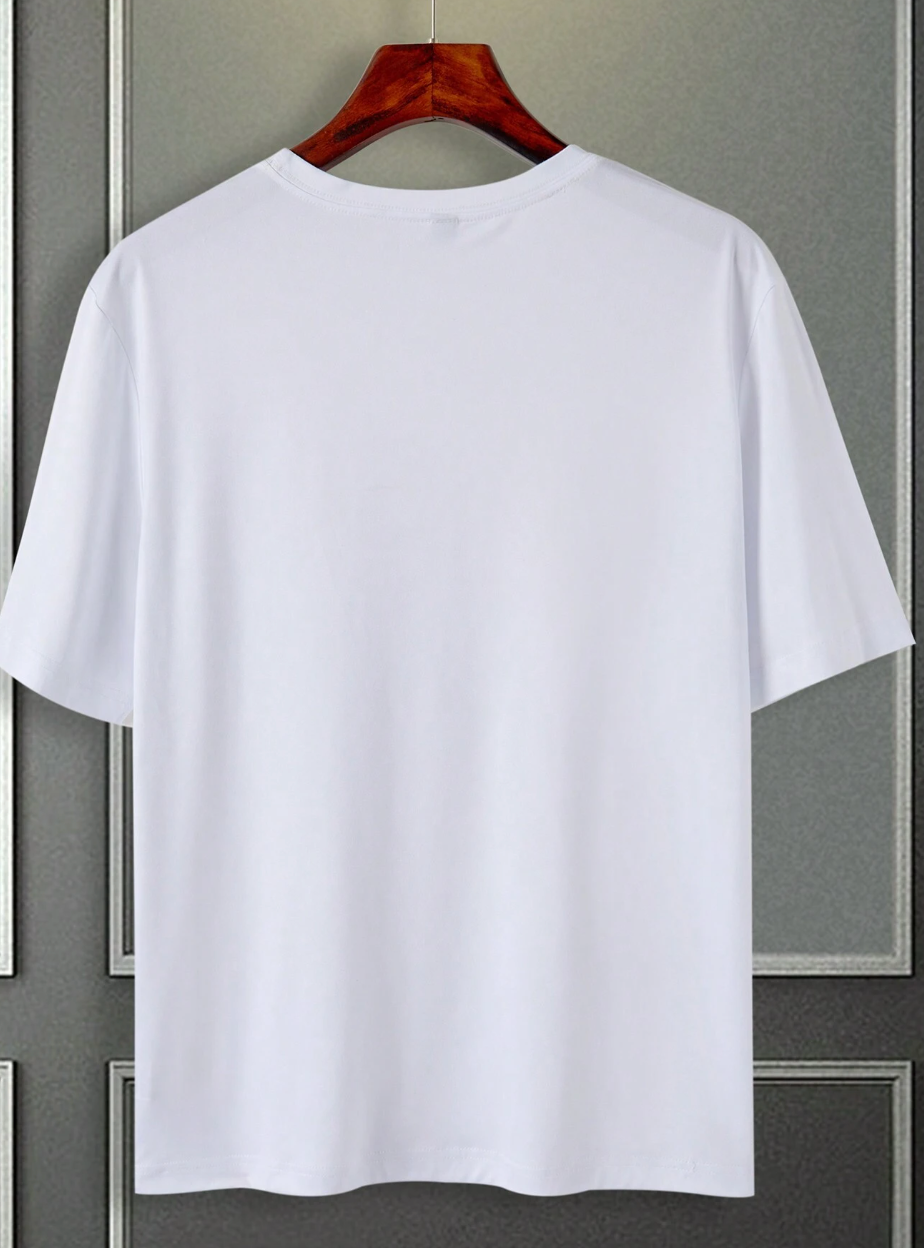 Manfinity Hypemode Camiseta Casual de Manga Curta Masculina de Verão com Estampa de Desenho Animado