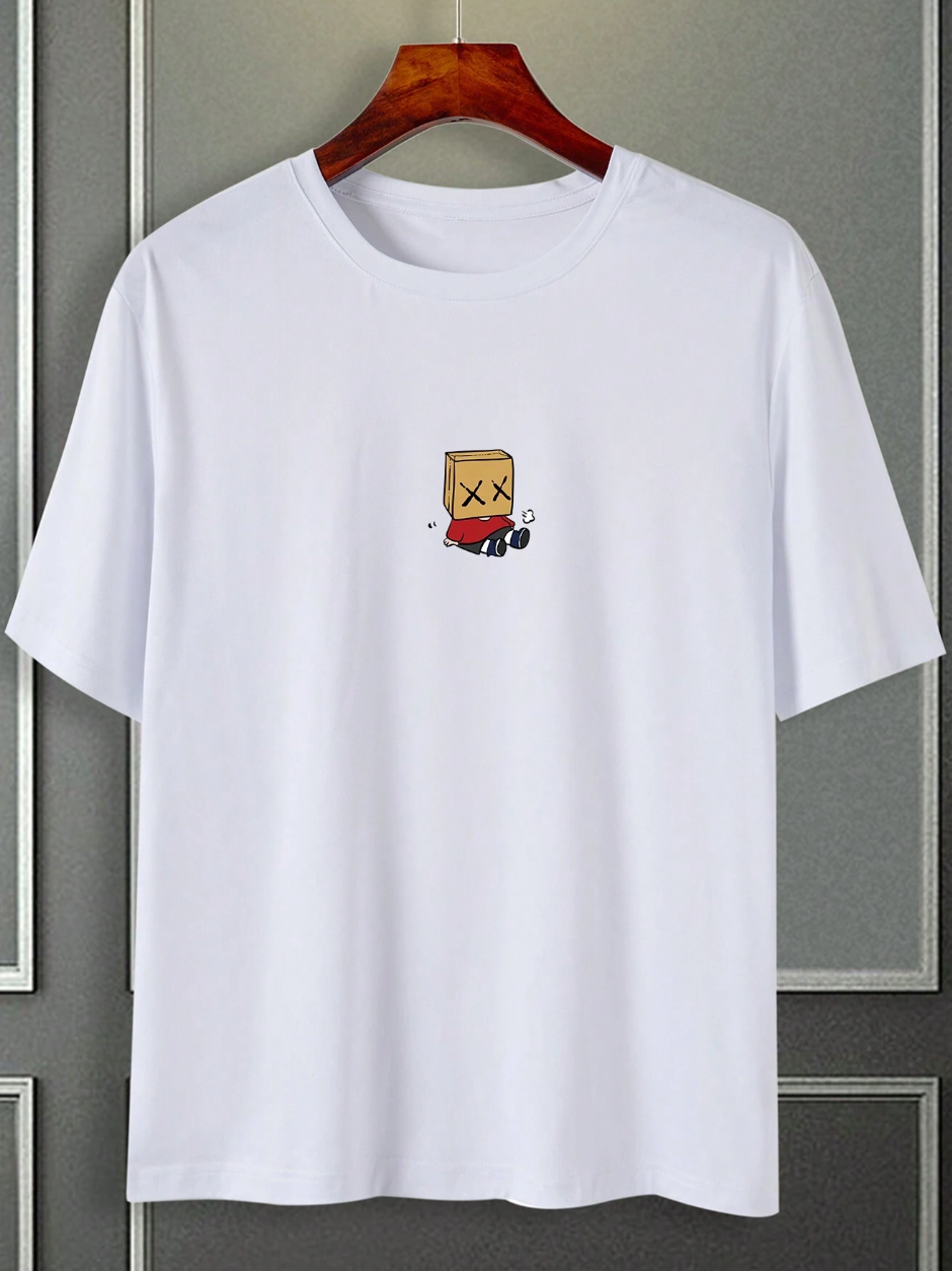 Manfinity Hypemode Camiseta Casual de Manga Curta Masculina de Verão com Estampa de Desenho Animado