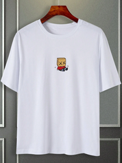 Manfinity Hypemode Camiseta Casual de Manga Curta Masculina de Verão com Estampa de Desenho Animado
