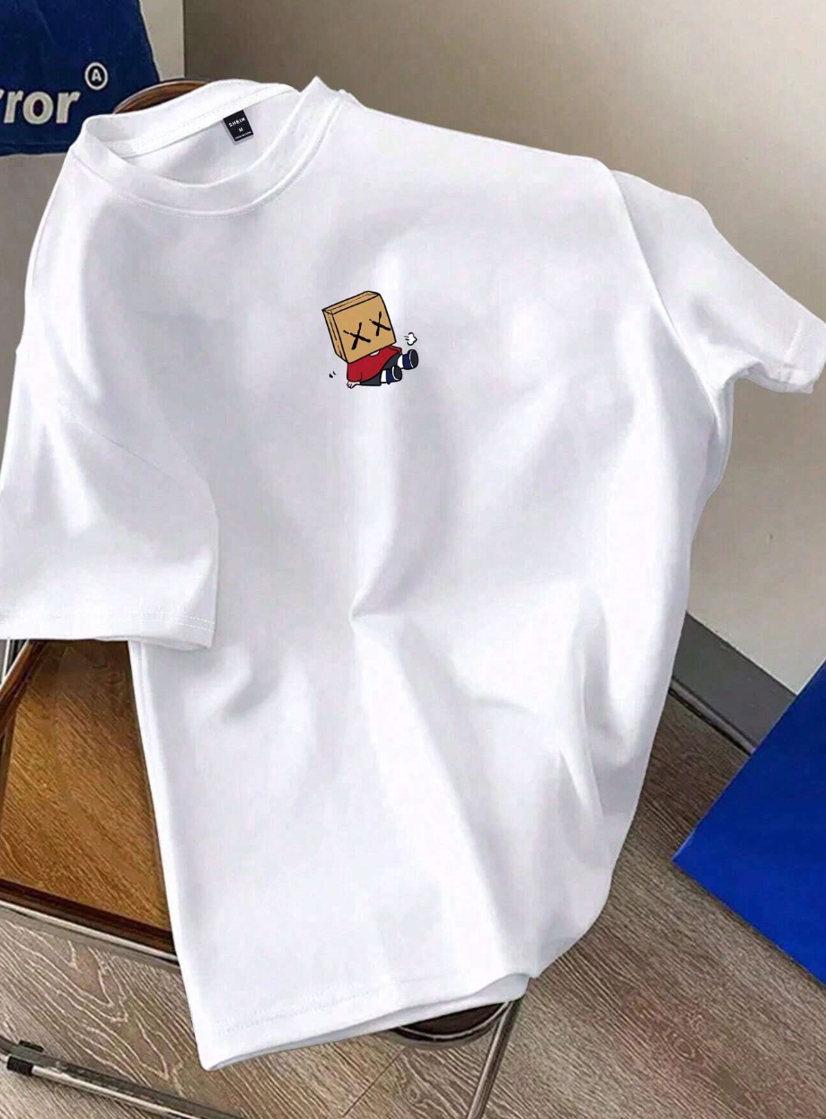 Manfinity Hypemode Camiseta Casual de Manga Curta Masculina de Verão com Estampa de Desenho Animado