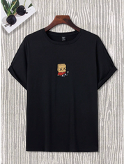 Manfinity Hypemode Camiseta Casual de Manga Curta Masculina de Verão com Estampa de Desenho Animado