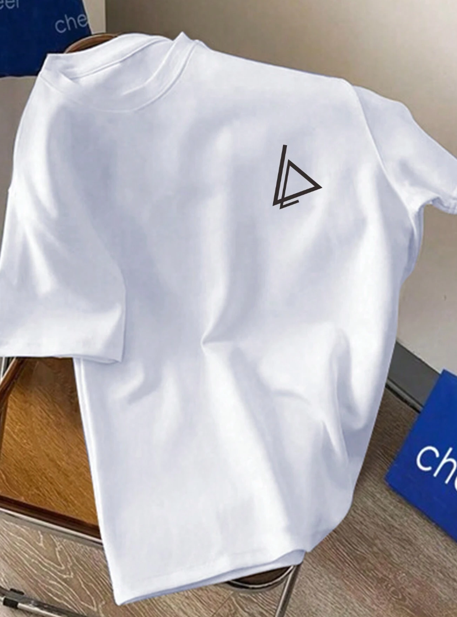 Manfinity Hypemode Camiseta masculina casual de verão com estampa geométrica e gráfica de manga curta para férias, para presente de namorado