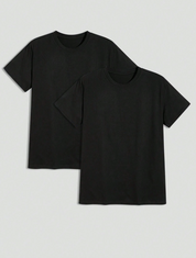 2x Pack Homme T-shirt De Lazer De Gola Redonda E Cor Sólida Para Homem