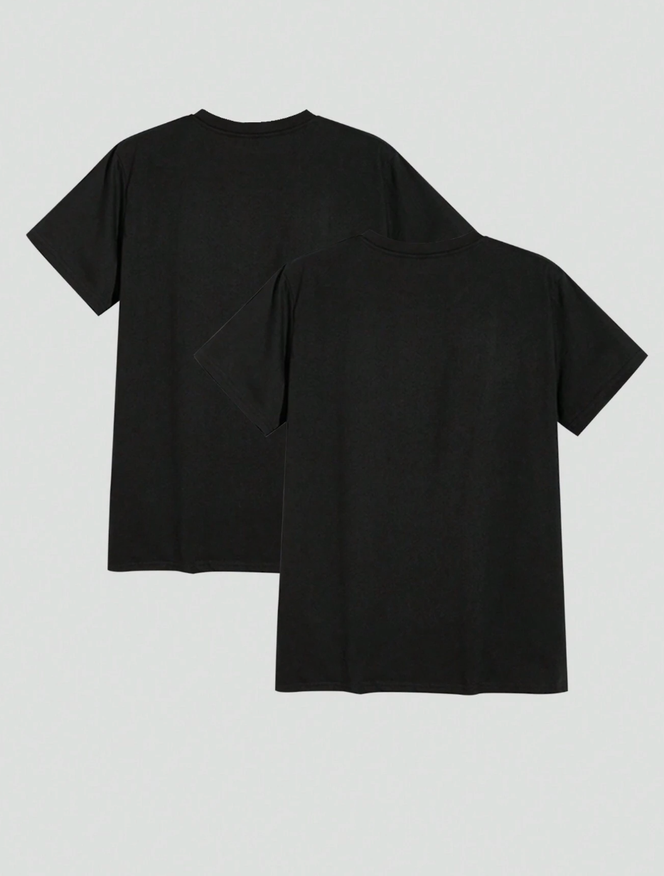 2x Pack Homme T-shirt De Lazer De Gola Redonda E Cor Sólida Para Homem