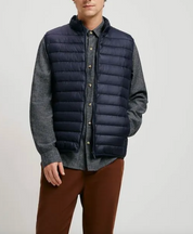 Colete casual masculino com zíper frontal e gola alta de cor sólida para outono/inverno
