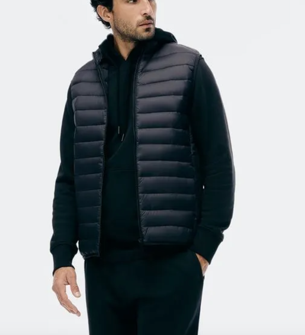 Colete casual masculino com zíper frontal e gola alta de cor sólida para outono/inverno