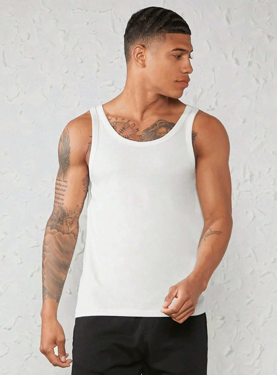 Basics Men 100% Cotton Solid Tank Top