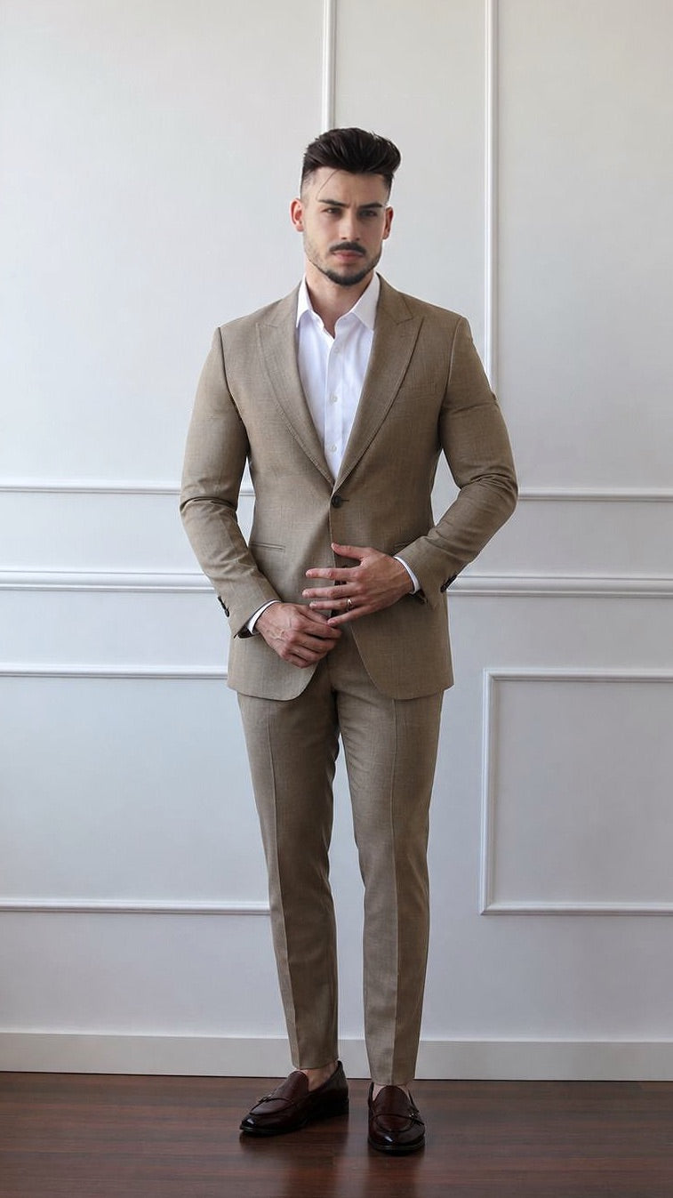 Fato masculino de 2 Peças em Verde Caqui Elegante
