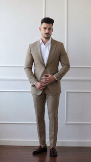 Fato masculino de 2 Peças em Verde Caqui Elegante