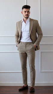Fato masculino de 2 Peças em Verde Caqui Elegante