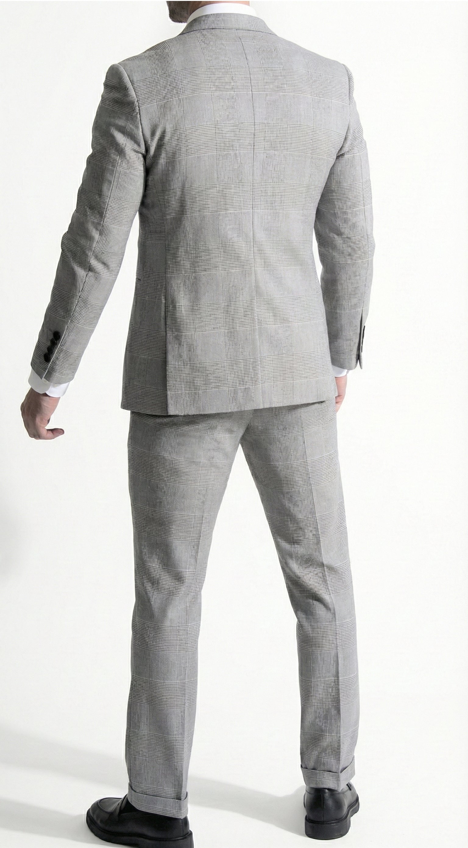 Fato 3 Peças Cinzento Claro com Padrão Discreto