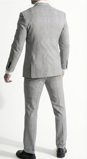 Fato 3 Peças Cinzento Claro com Padrão Discreto