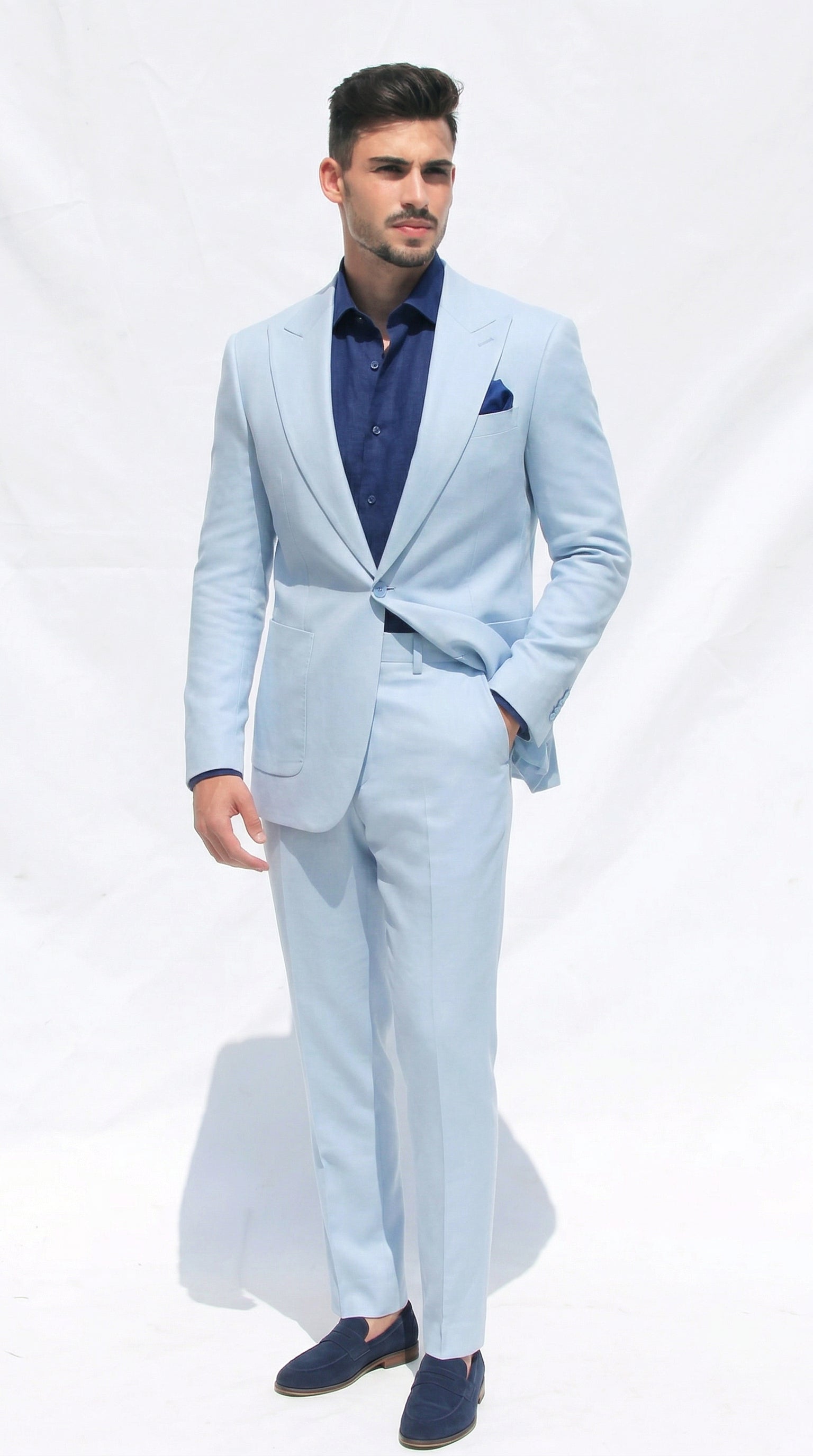 Fato Slim Creme em Linho & Rayon Premium