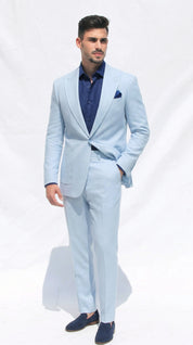 Fato Slim Azul Turquesa em Linho & Rayon Premium