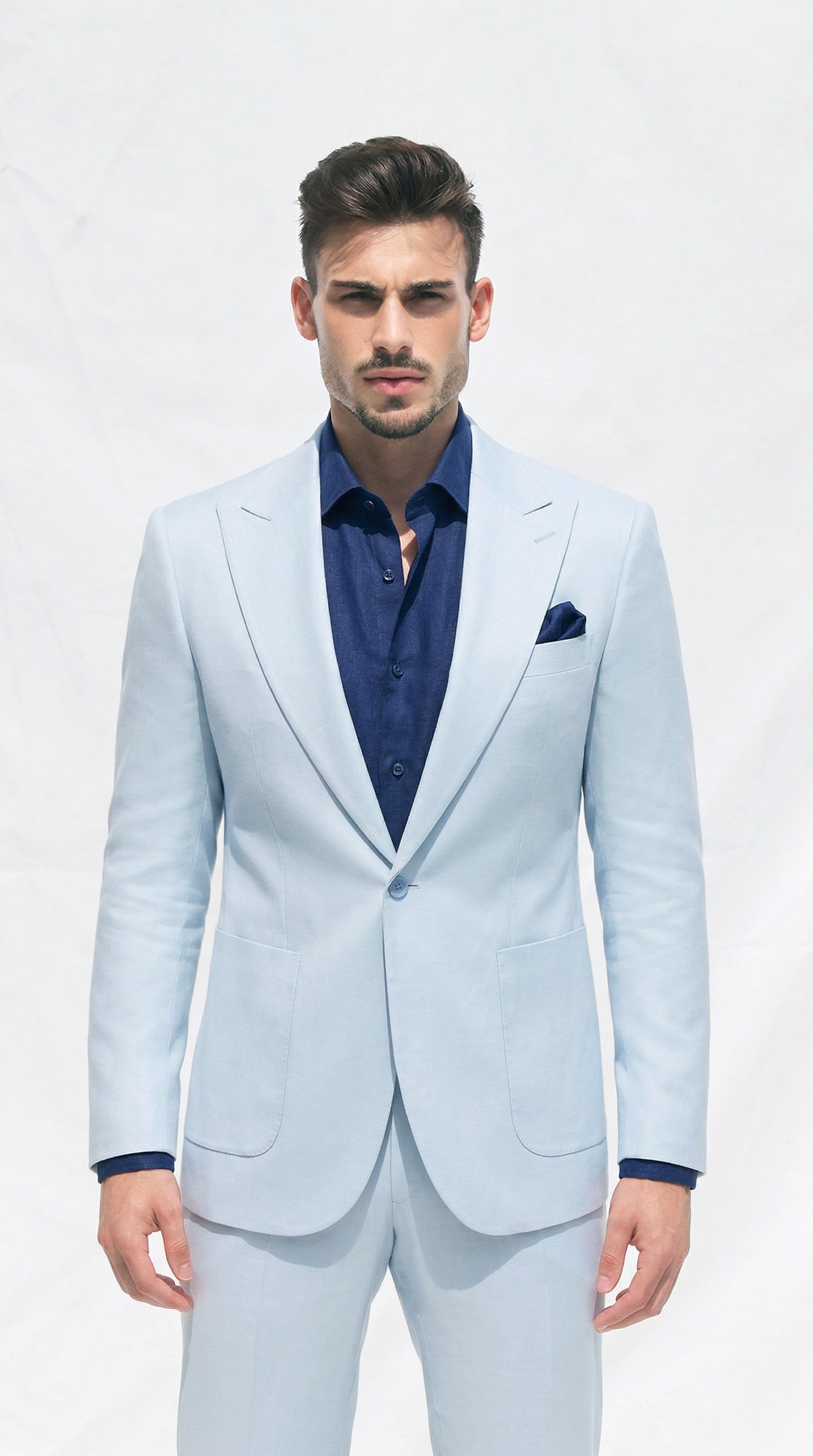 Fato Slim Azul Turquesa em Linho & Rayon Premium