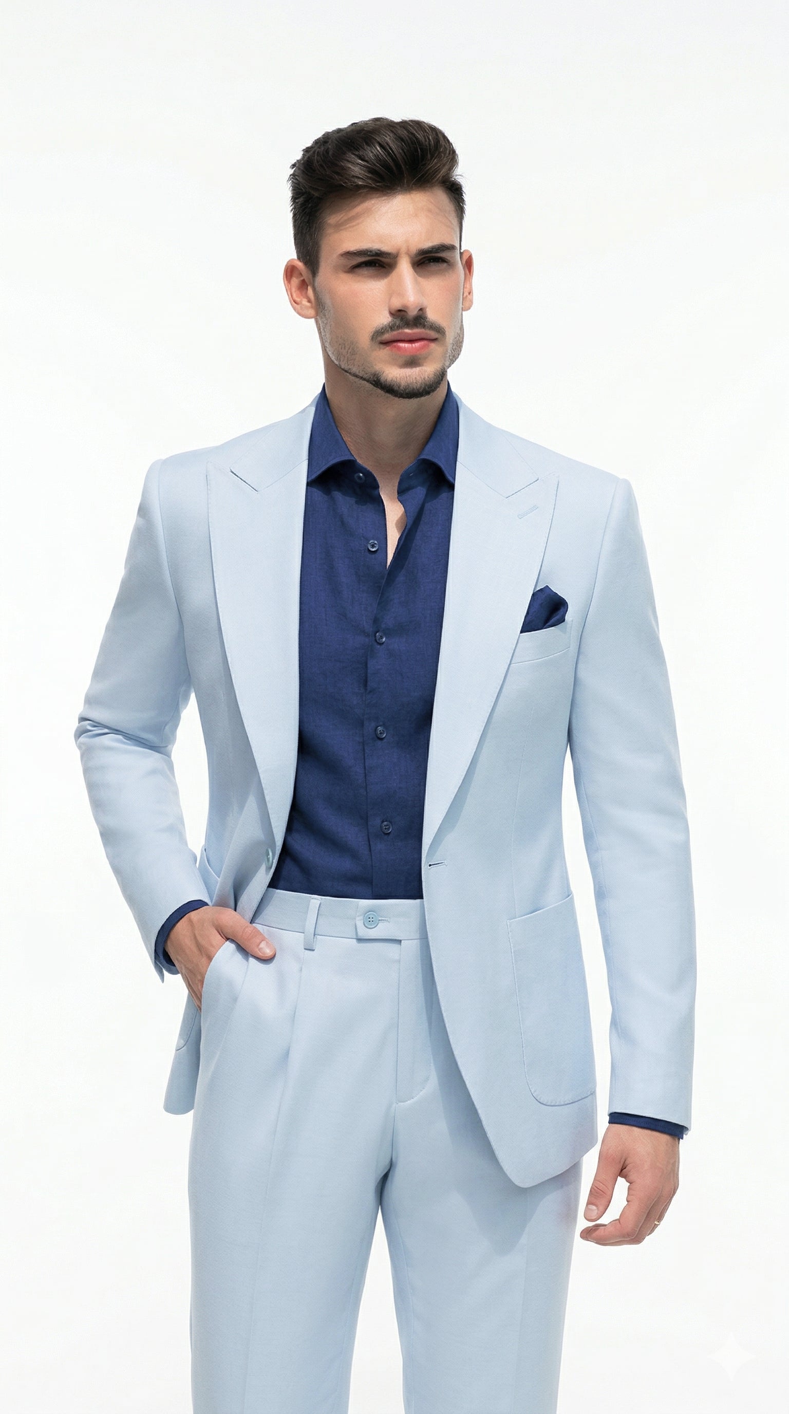 Fato Slim Azul Turquesa em Linho & Rayon Premium