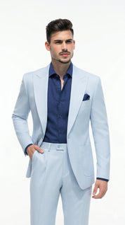 Fato Slim Azul Turquesa em Linho & Rayon Premium