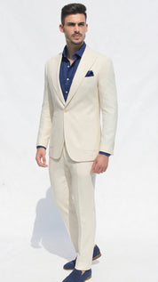 Fato Slim Creme em Linho & Rayon Premium