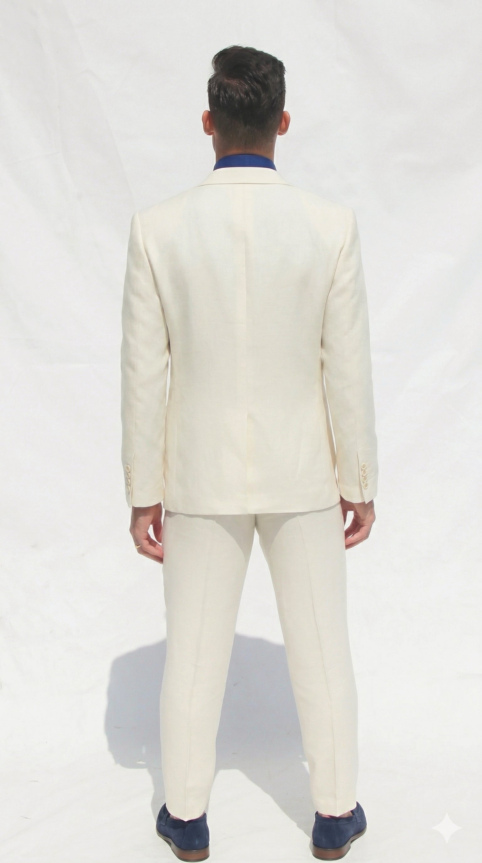 Fato Slim Creme em Linho & Rayon Premium