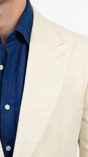 Fato Slim Creme em Linho & Rayon Premium