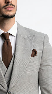 Fato 3 Peças Cinzento Claro com Padrão Discreto