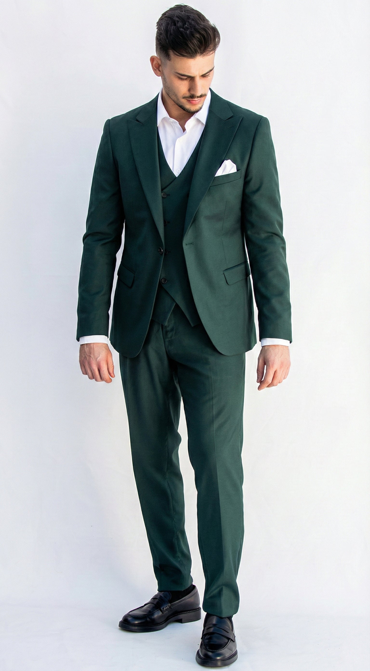 Fato Masculino 3 Peças Verde Escuro