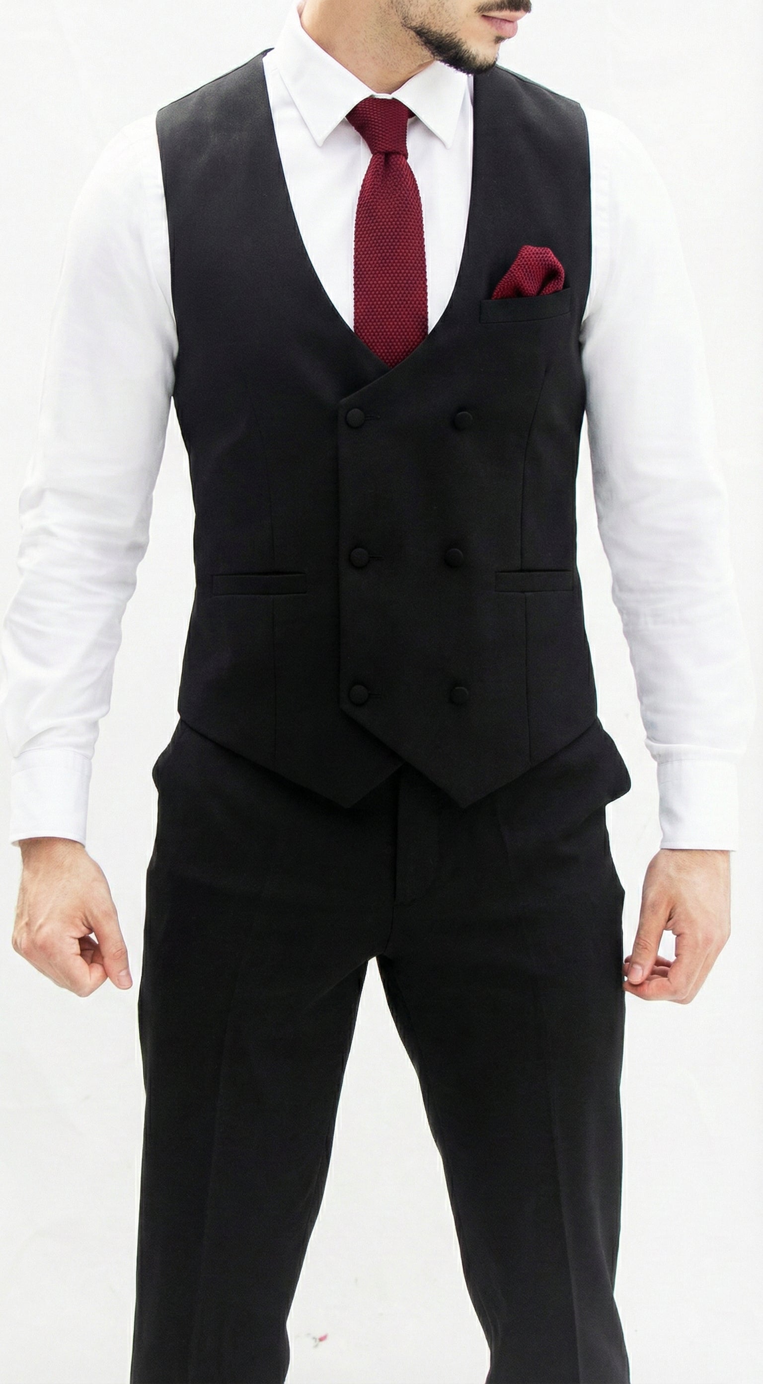 Fato 3 Peças Preto Escuro com Padrão Subtil – Distinção com Personalidade