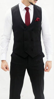 Fato 3 Peças Preto Escuro com Padrão Subtil – Distinção com Personalidade