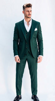 Fato Masculino 3 Peças Verde Escuro