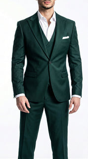 Fato Masculino 3 Peças Verde Escuro