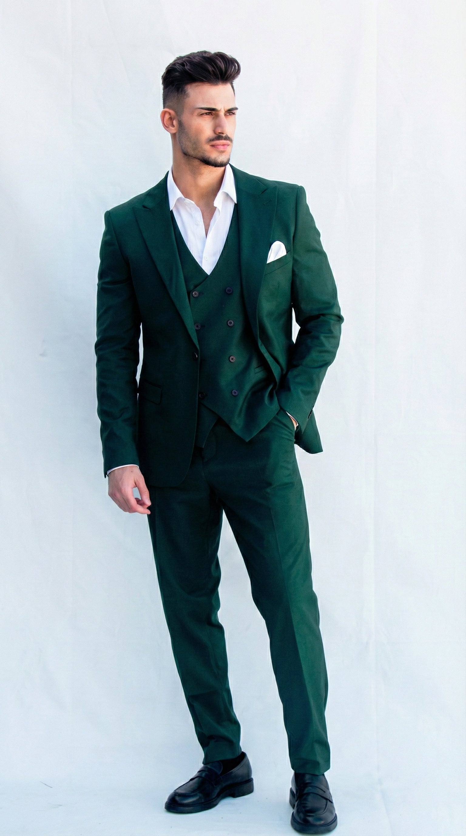 Fato Masculino 3 Peças Verde Escuro