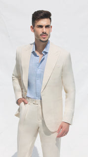 Fato Slim Creme em Linho & Rayon Premium