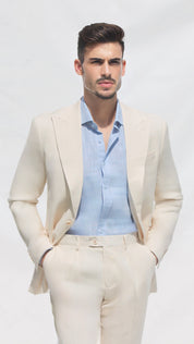 Fato Slim Creme em Linho & Rayon Premium