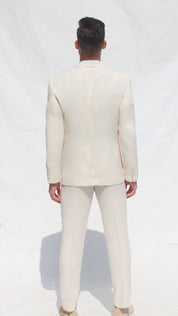 Fato Slim Creme em Linho & Rayon Premium