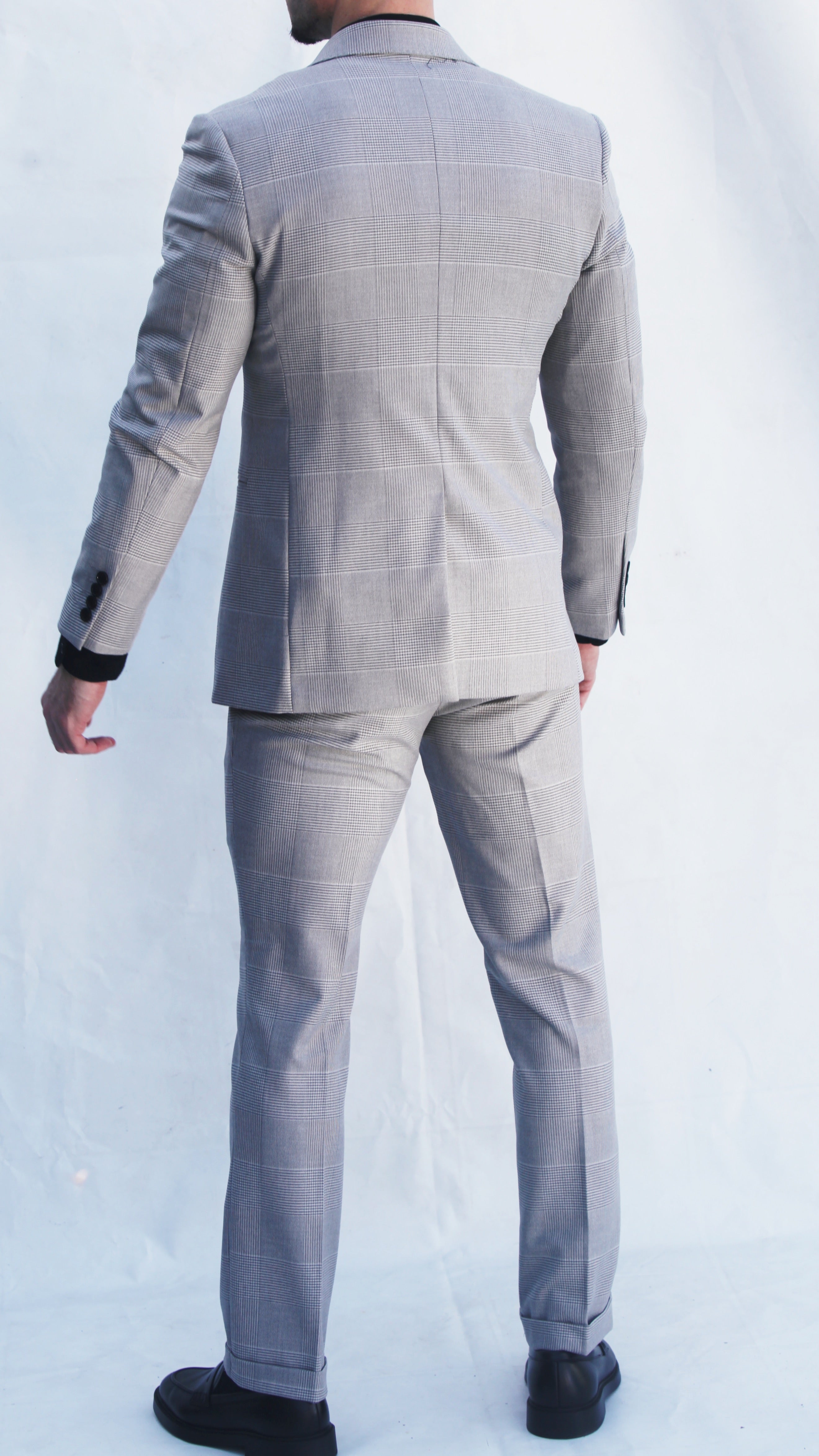 Fato 3 Peças Cinzento Claro Padrão Elegância Moderna para o Verão