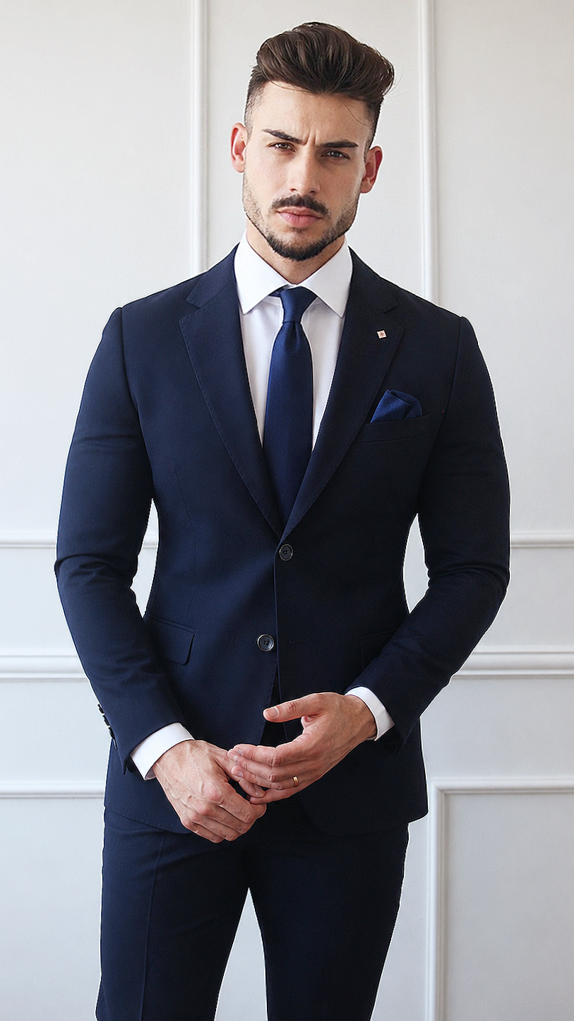Fato Azul Marinho de 2 Peças — Corte Clássico