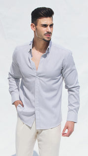 Camisa Clássica às Riscas Azuis