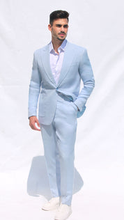 Fato Slim Azul Turquesa em Linho & Rayon Premium