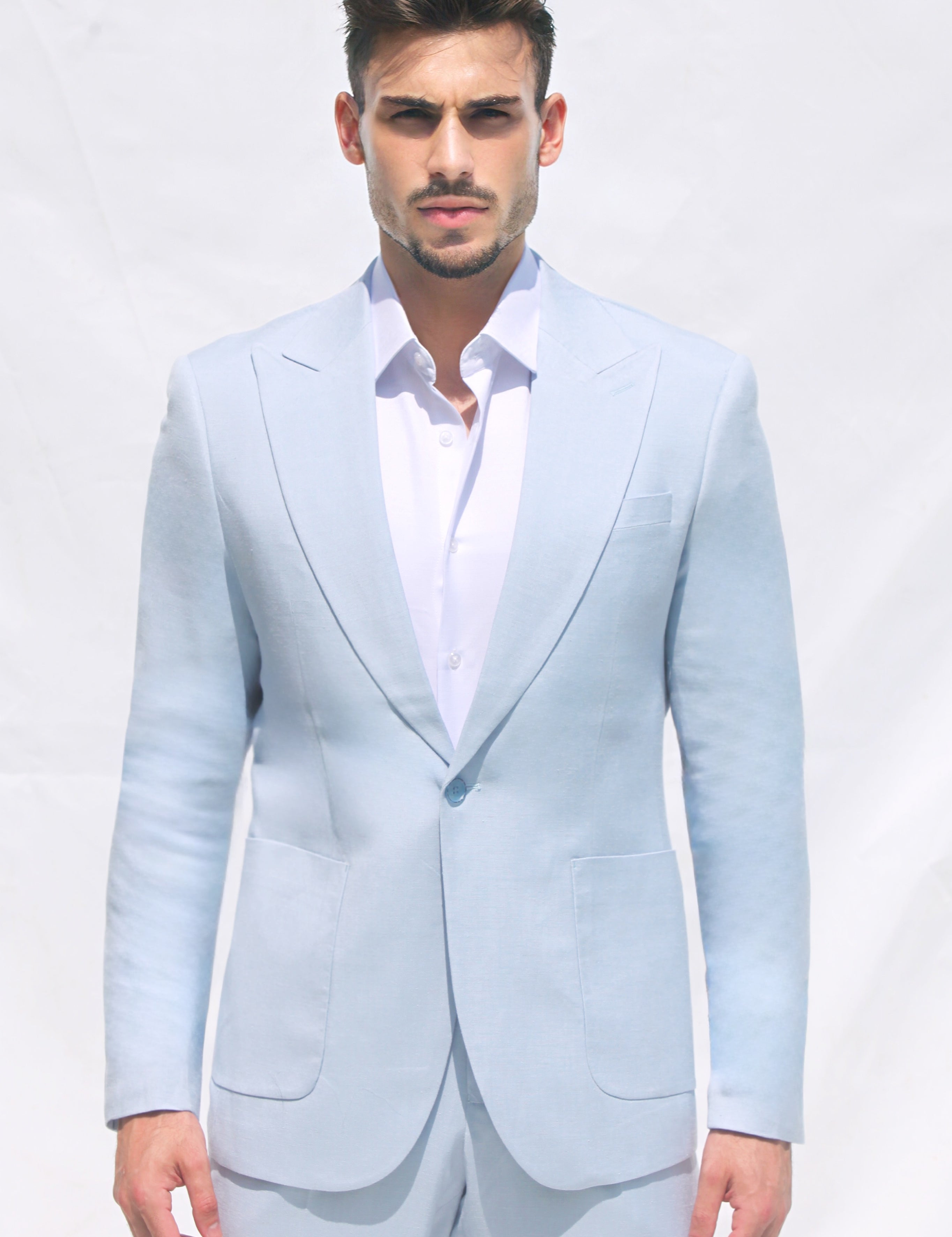 Fato Slim Creme em Linho & Rayon Premium