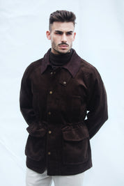 Casaco Masculino de Veludo Cotelê Castanho Escuro