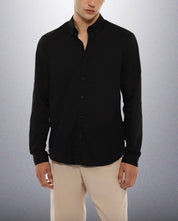 Camisa Slim Fit Preta para Homem - Fácil de Cuidar e Versátil