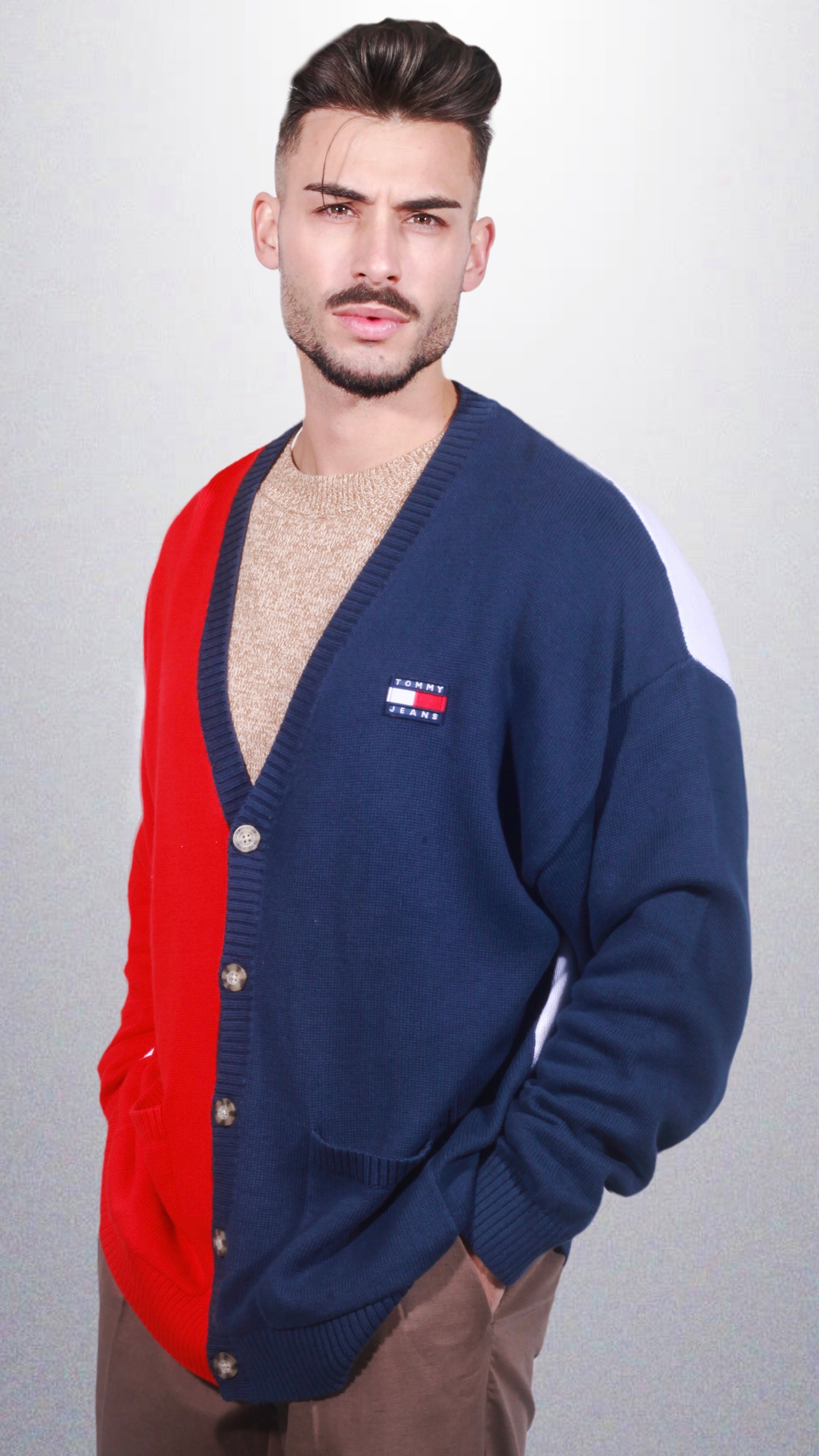 Tommy Jeans Skater Archive Cardigan Azul Escuro Ajuste Relaxado