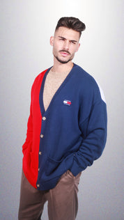 Tommy Jeans Skater Archive Cardigan Azul Escuro Ajuste Relaxado