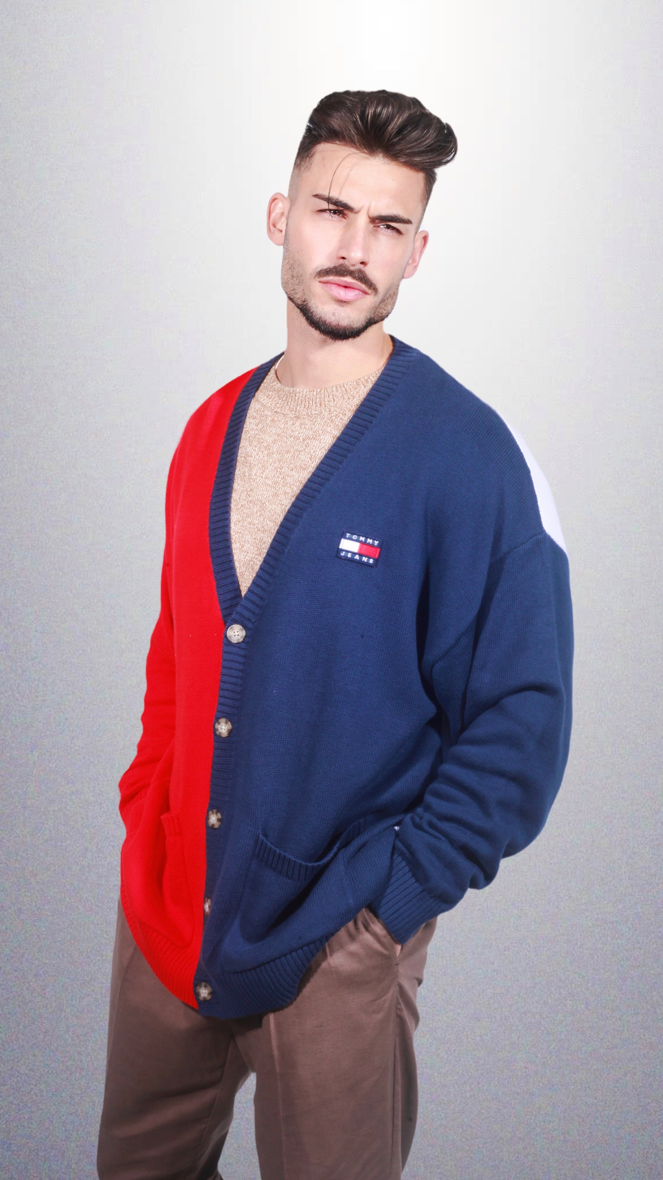 Tommy Jeans Skater Archive Cardigan Azul Escuro Ajuste Relaxado